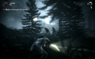Alan Wake - Gameplay - Attacked by the Taken in the dark forest