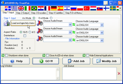Avi2Dvd user interface