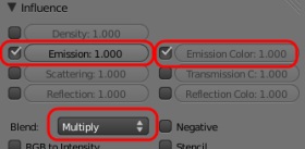 Emission texture settings.