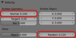 Particle velocity settings